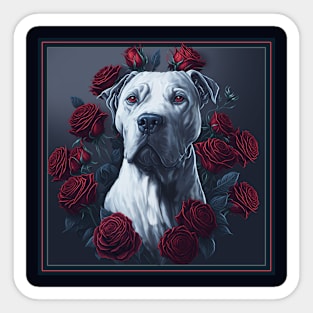 Dogo argentinian red roses Sticker